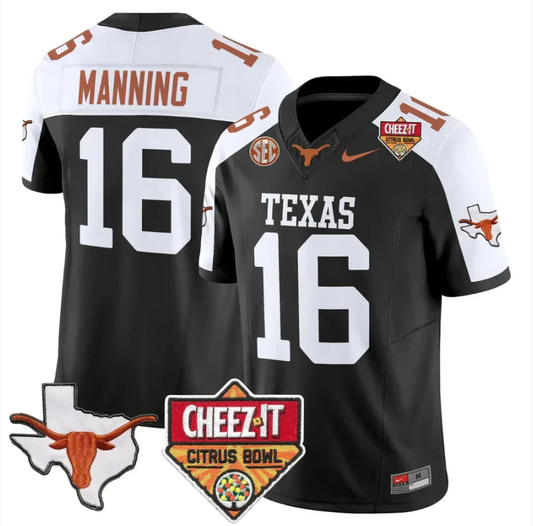 Arch Manning Jersey #16 Texas Longhorns 2025 State Map Citrus Bowl Stitched by My Store NCAA Football Jerseys