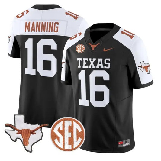 Arch Manning Jersey #16 Texas Longhorns 2026 SEC Patch Stitched by My Store NCAA Football Jerseys