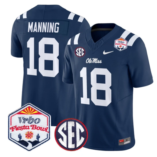 Archie Manning Jersey #18 Ole Miss Rebels 2026 Fiesta Bow Stitched Navy by NCAA Football Jersey