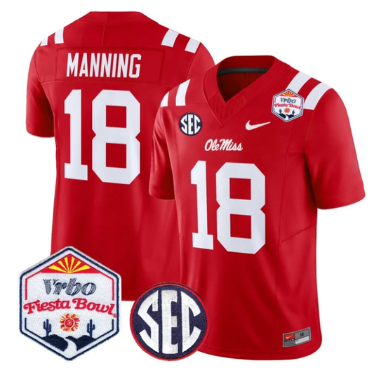 Archie Manning Jersey #18 Ole Miss Rebels 2026 Fiesta Bow Stitched Red by NCAA Football Jersey