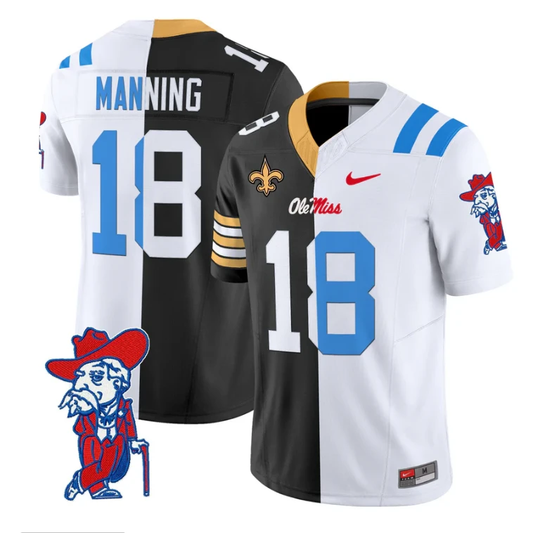 Archie Manning Jersey #18 Ole Miss Rebels Split Vapor Limited All Stitched by My Store NCAA Football Jerseys