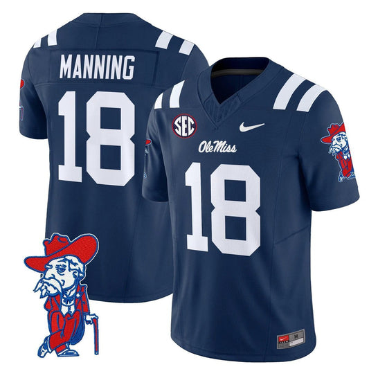 Archie Manning Jersey #18 Ole Miss Rebels 2025 Limited V2 Stitched Navy by My Store