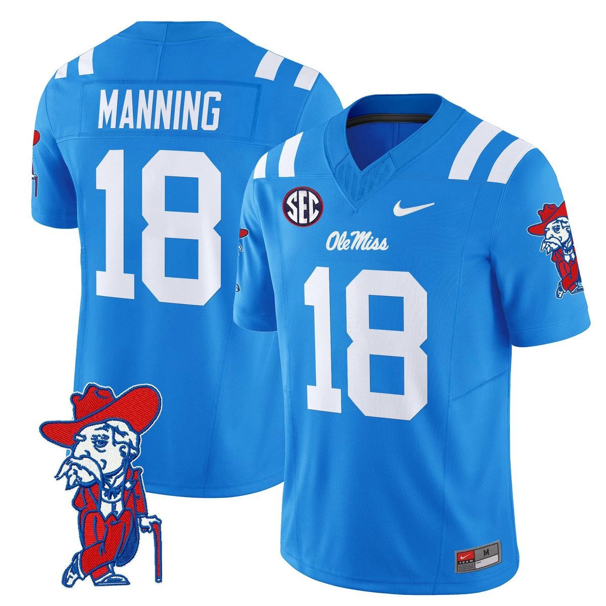 Archie Manning Jersey #18 Ole Miss Rebels 2025 Limited V2 Stitched Powder Blue by My Store