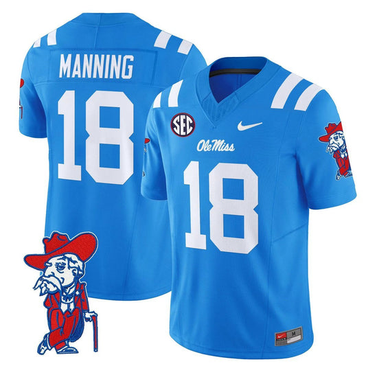 Archie Manning Jersey #18 Ole Miss Rebels 2025 Limited V2 Stitched Powder Blue by My Store