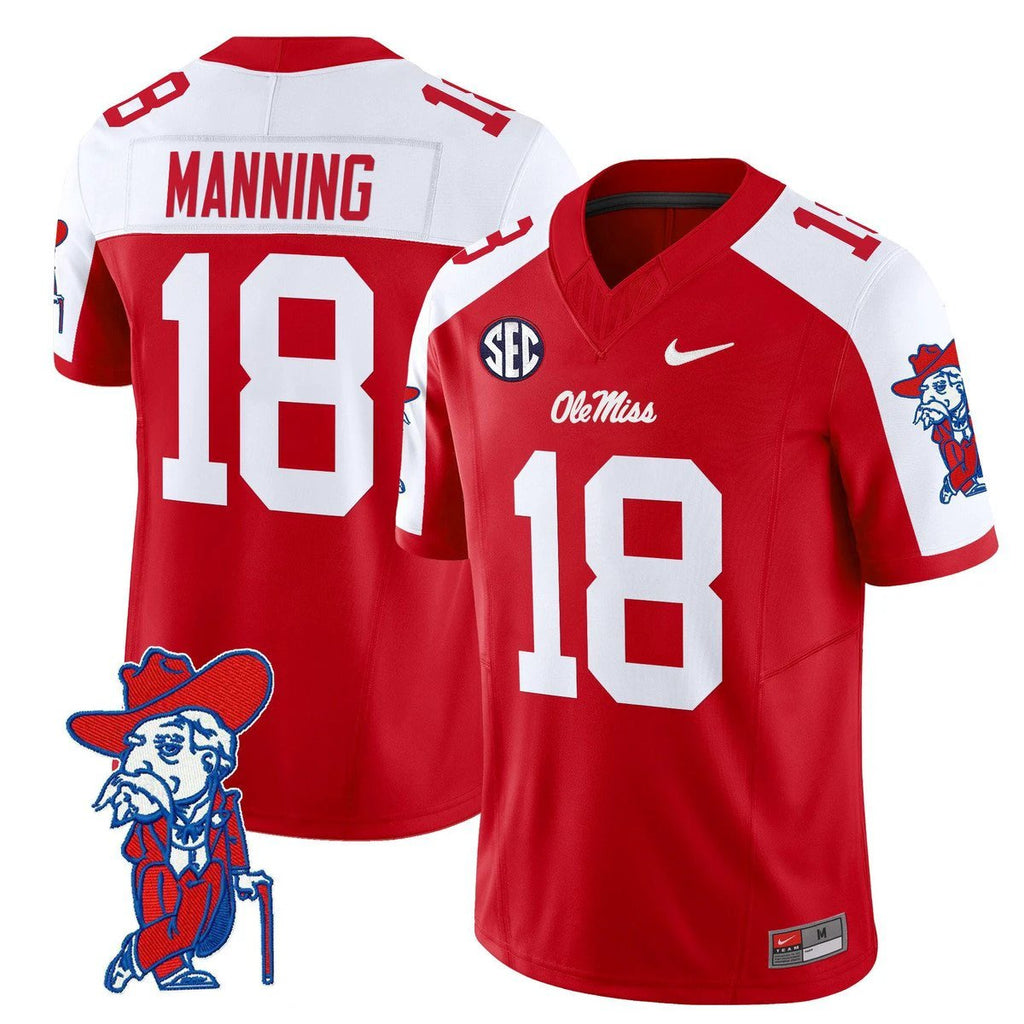 Archie Manning Jersey #18 Ole Miss Rebels 2025 Limited V2 Stitched Red Alternate by My Store