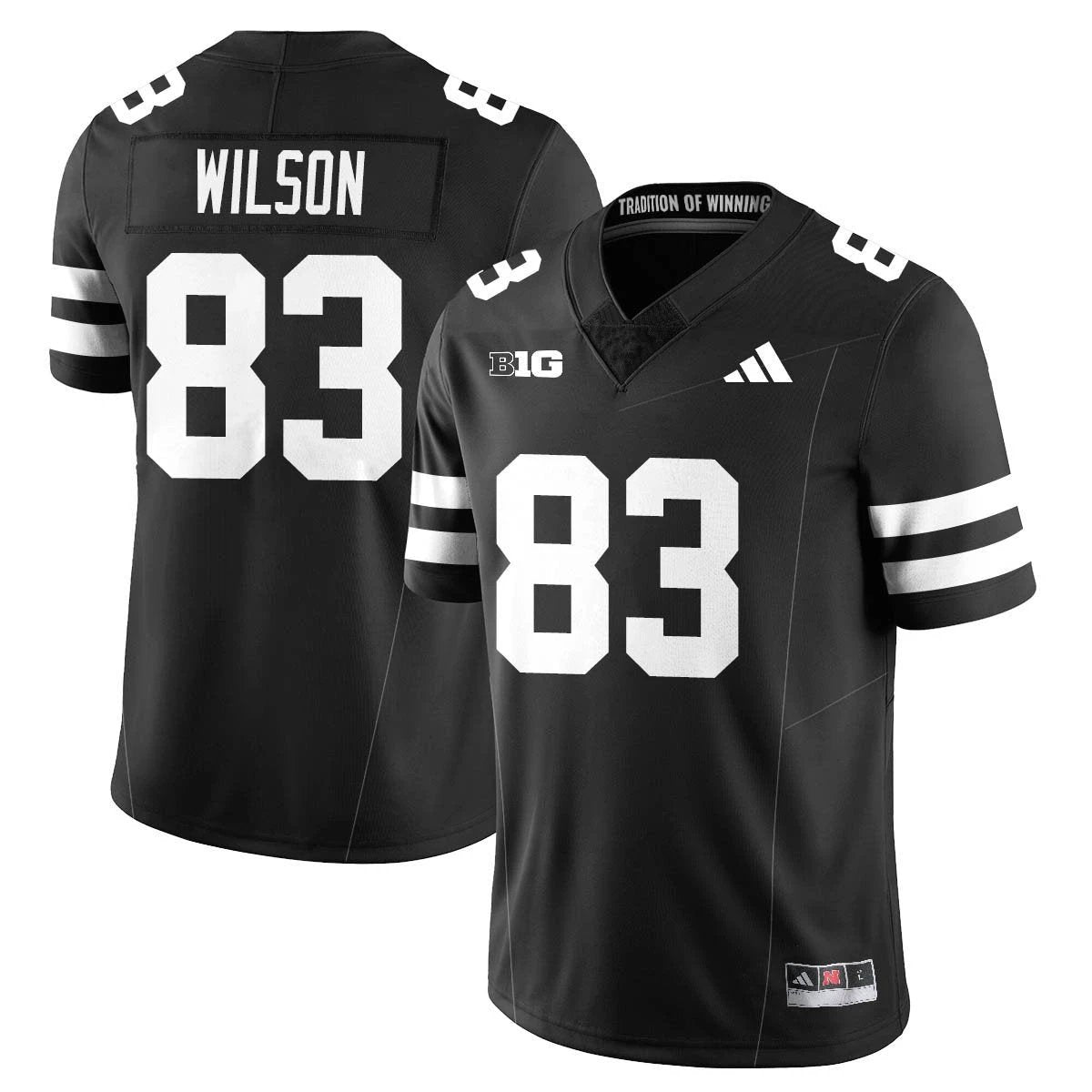Archie Wilson Jersey #83 Nebraska Football 2025 Blackout Stitched Black by My Store NCAA Football Jerseys