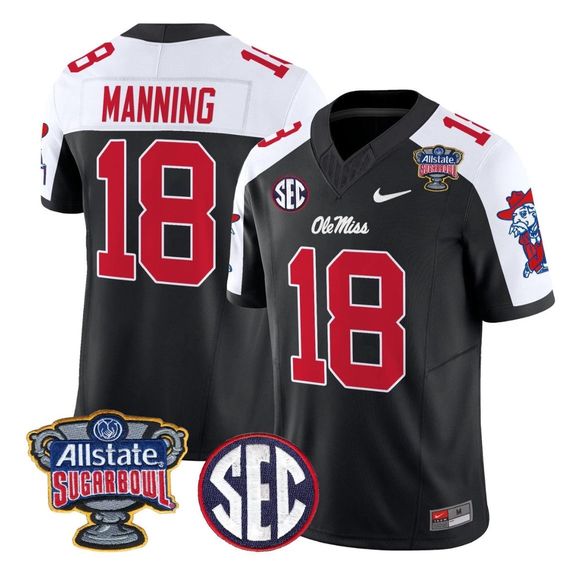 Archie Manning Jersey #18 Ole Miss Rebels 2026 Sugar Bowl Stitched by My Store NCAA Football Jerseys