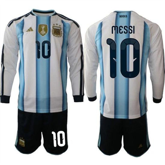Argentina #10 Lionel Messi Jersey Long Sleeve National Team x World Cup 2026 Home White On Field Soccer by Soccer Jersey