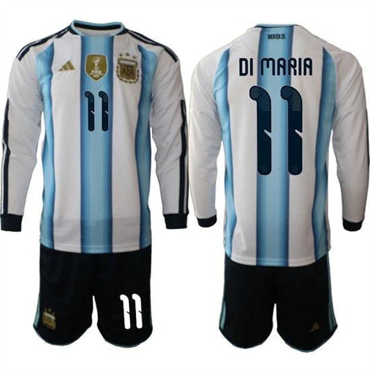 Argentina #11 DI MARIA Jersey Long Sleeve National Team x World Cup 2026 Home White On Field Soccer by Soccer Jersey