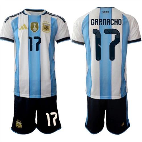 Argentina #17 GARNACHO Jersey National Team x World Cup 2026 Home White On Field Soccer by Soccer Jersey