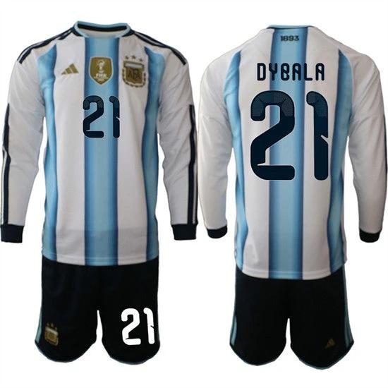 Argentina #21 DYBALA Jersey Long Sleeve National Team x World Cup 2026 Home White On Field Soccer by Soccer Jersey