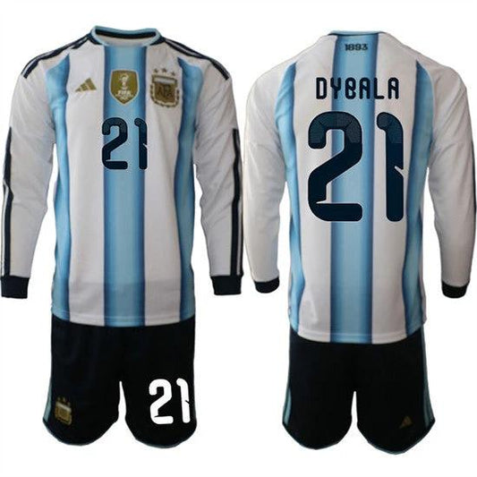 Argentina #21 DYBALA Jersey Long Sleeve National Team x World Cup 2026 Home White On Field Soccer by Soccer Jersey