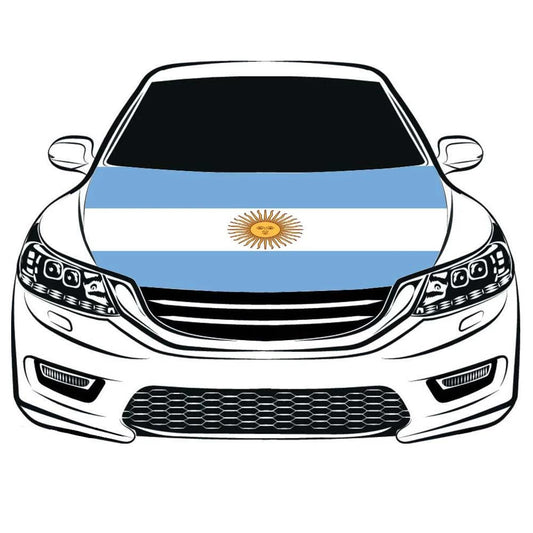 Argentina Car Hood Cover Flag ,Argentina Engine Banner,3.3X5ft, 100% Polyester Elastic Fabrics Can be Washed by flagsshop