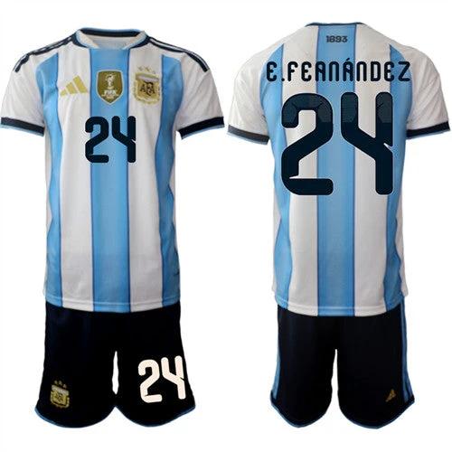 Argentina #24 E.FEANANDEZ Jersey National Team x World Cup 2026 Home White On Field Soccer by Soccer Jersey