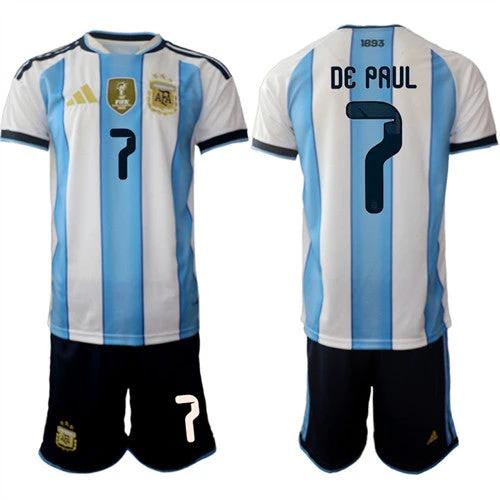 Argentina #7 DE PAUL Jersey National Team x World Cup 2026 Home White On Field Soccer by Soccer Jersey