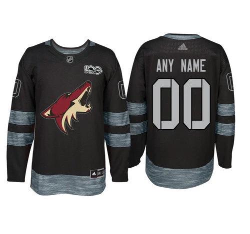 Arizona Coyotes Black 1917-2017 100th Anniversary Stitched NHL Custom Jersey by Hockey David