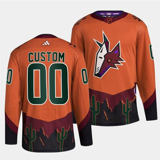 Arizona Coyotes Custom Orange 2022-23 Reverse Retro Stitched Jersey by Hockey David