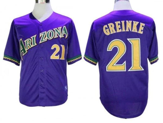 Arizona Diamondbacks #21 Zack Greinke Purple Throwback Jersey by My Store
