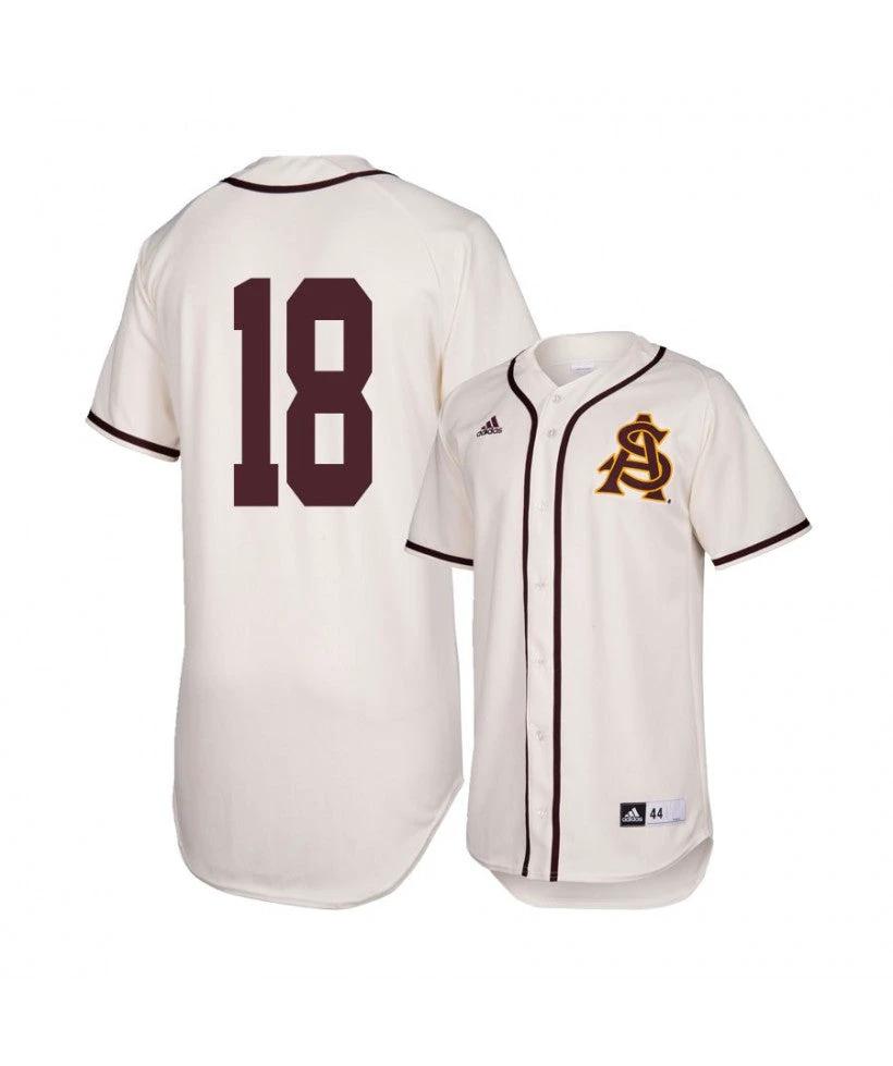 Arizona State Sun Devils 18 Trevor Hauver White Baseball Jersey by My Store