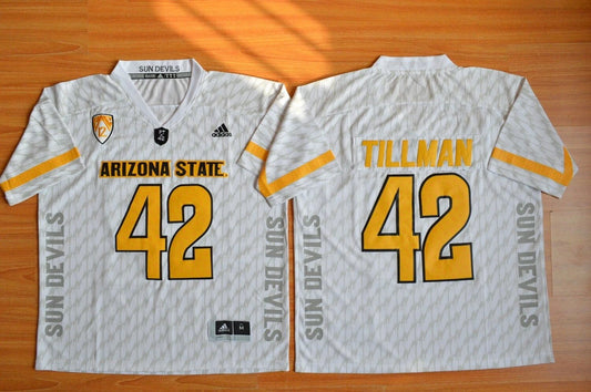 Arizona State Sun Devils #42 Pat Tillman NCAA Football Jersey White by My Store