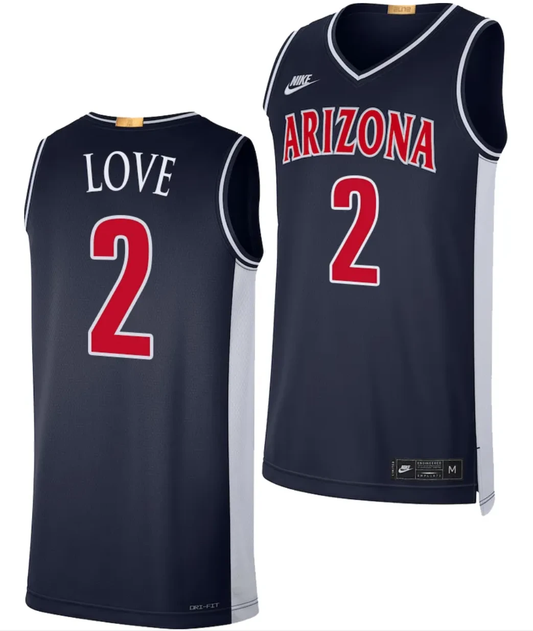 Arizona Wildcats Caleb Love Jersey #2 Limited Retro Basketball 2023-24 Navy by My store basketball