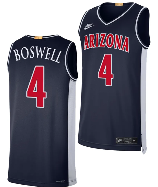 Arizona Wildcats Kylan Boswell Jersey #4 Limited Retro Basketball 2023-24 Navy by My store basketball