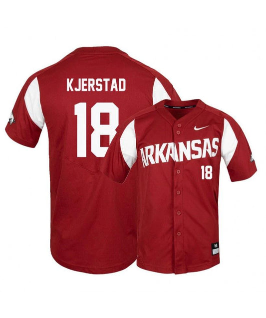 Arkansas Razorbacks 18 Heston Kjerstad Red Elite Baseball Jersey by My Store