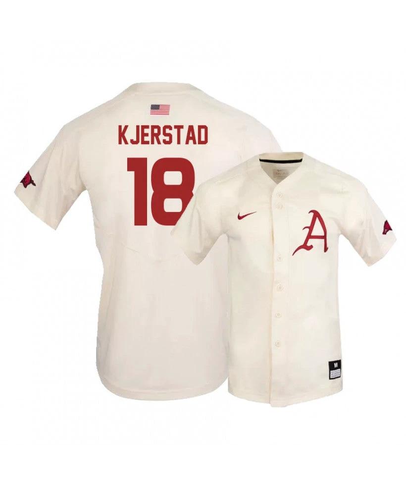 Arkansas Razorbacks 18 Heston Kjerstad White Elite Baseball Jersey by My Store