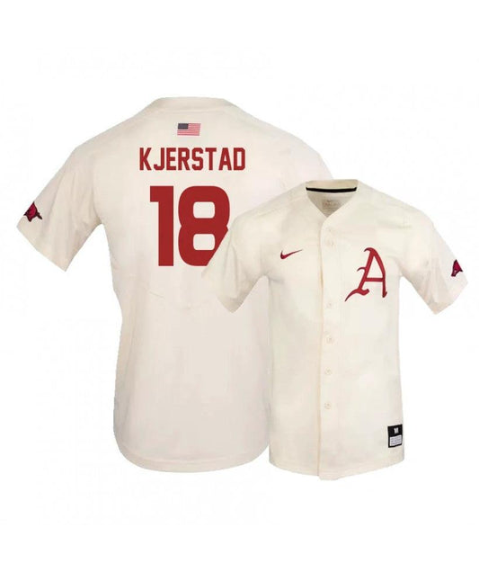 Arkansas Razorbacks 18 Heston Kjerstad White Elite Baseball Jersey by My Store