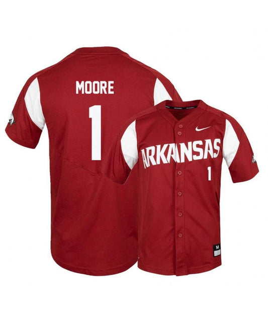 Arkansas Razorbacks 1 Robert Moore Red Elite Baseball Jersey by My Store