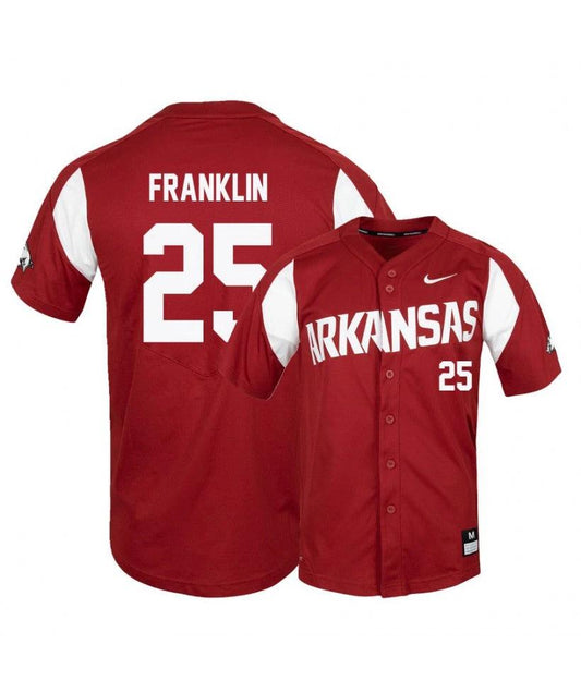 Arkansas Razorbacks 25 Christian Franklin Red Elite Baseball Jersey by My Store