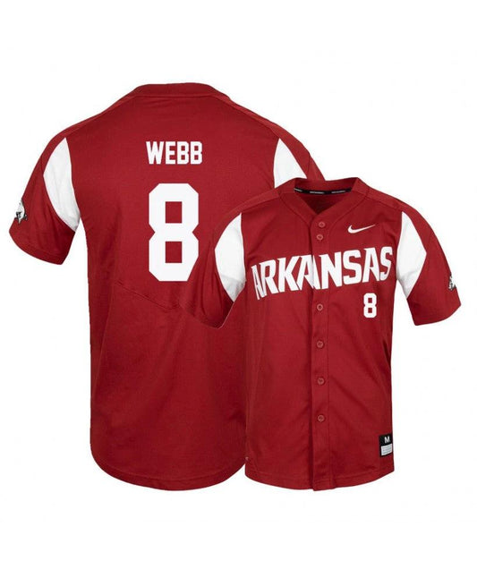Arkansas Razorbacks 8 Braydon Webb Red Elite Baseball Jersey by My Store