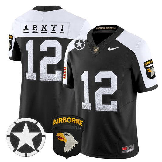 Army Jersey #12 Army Black Knights 2025 Screaming Eagles Stitched Black Alter by My Store NCAA Football Jerseys