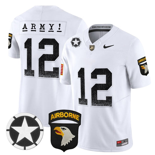 Army Jersey #12 Army Black Knights 2025 Screaming Eagles Stitched White by My Store NCAA Football Jerseys