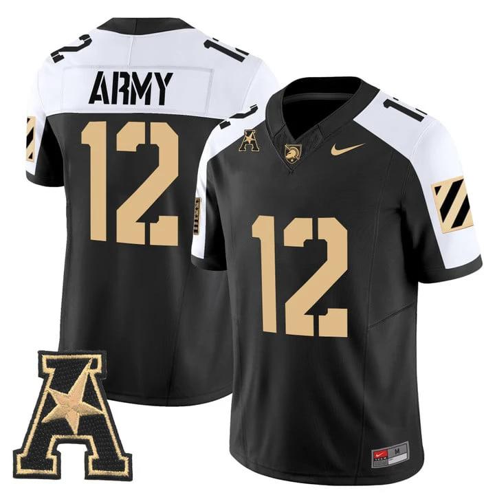 Army Jersey #12 Army Black Knights 2025 Vapor Limited Stitched by My Store NCAA Football Jerseys