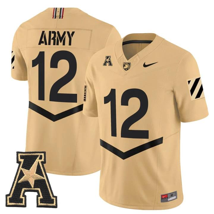 Army Jersey #12 Army Black Knights 2025 Vapor Limited Stitched by My Store NCAA Football Jerseys