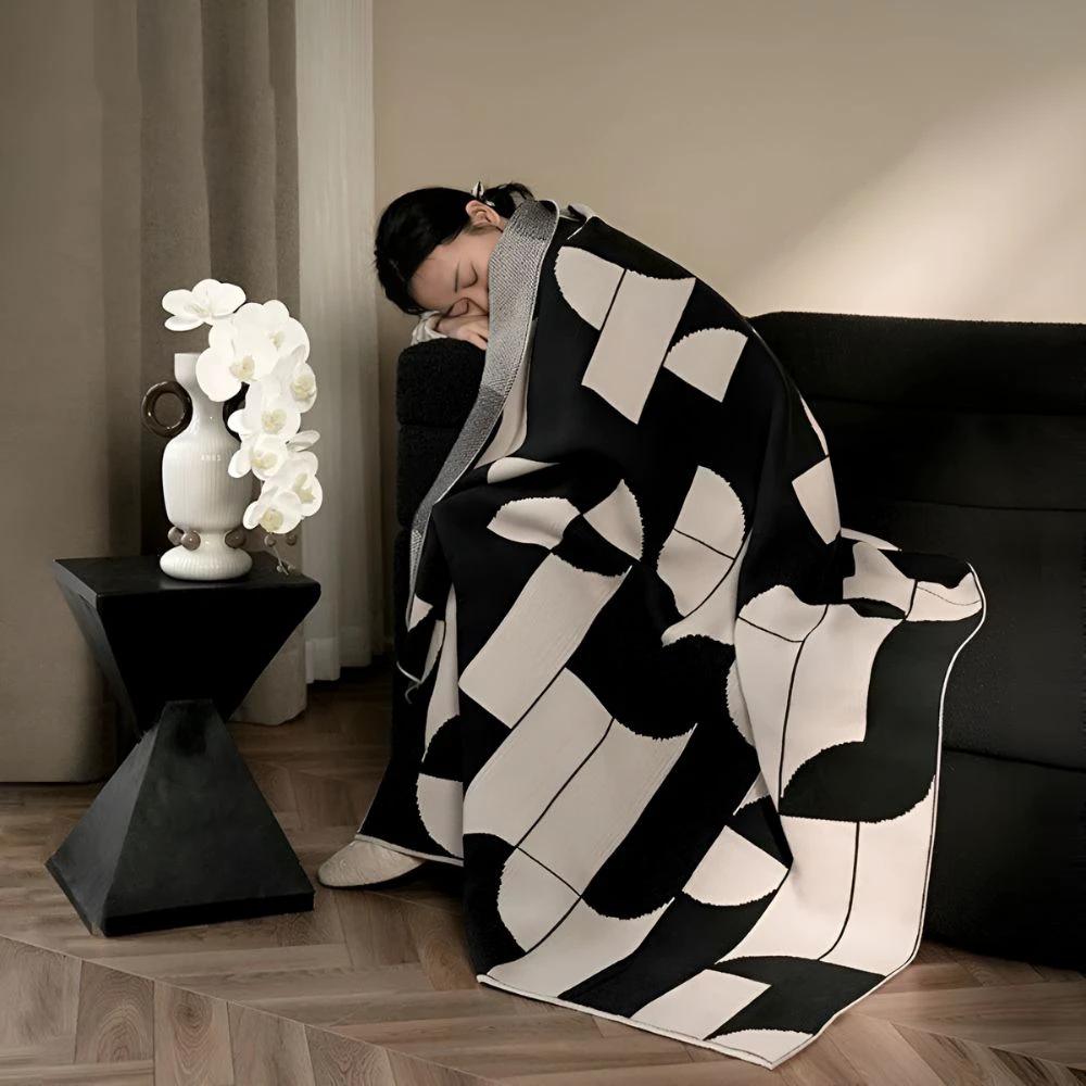 Artevana Monochrome Geometric Throw Blanket by Casa & Beyond