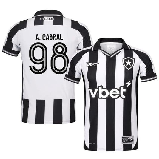 Arthur Cabral #98 Botafogo 2025-26 Home Jersey – Black White by Soccer Jersey