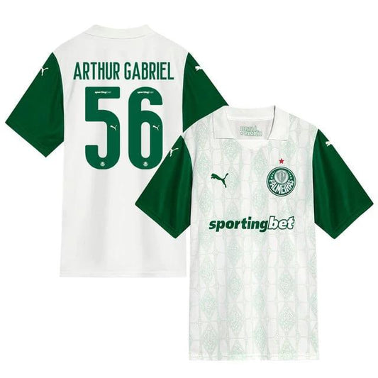 Arthur Gabriel #56 Palmeiras 2025-26 Away Match Jersey – White by Soccer Jersey