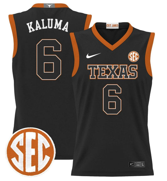 Arthur Kaluma Jersey #6 Texas Longhorns 2024 Lightweight Basketball Black by My store basketball