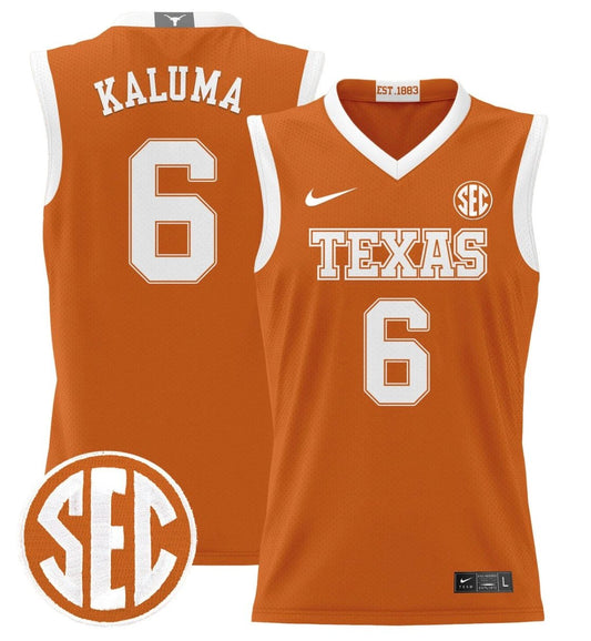 Arthur Kaluma Jersey #6 Texas Longhorns 2024 Lightweight Basketball Orange by My store basketball