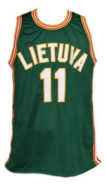 Arvydas Sabonis Jersey #11 Lietuva Custom Basketball New Sewn Green Stitched by My store basketball