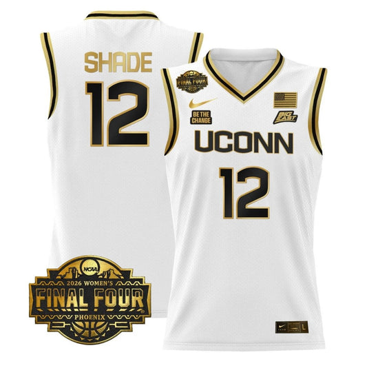 Ashlynn Shade Jersey #12 UConn Huskies 2026 Final Four Stitched White Gold by My store basketball