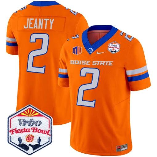 Ashton Jeanty Jersey #2 Boise State Broncos 2025 Fiesta Bowl Patch Vapor Orange Alternate by My Store