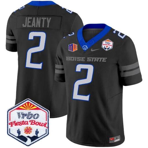 Ashton Jeanty Jersey #2 Boise State Broncos 2025 Fiesta Bowl Patch Vapor Black by My Store