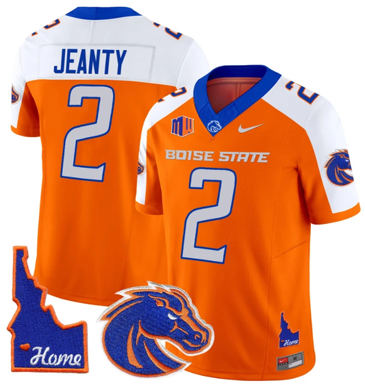 Ashton Jeanty Jersey #2 Boise State Broncos 2024 Home Patch Vapor Football Orange Alternate by My Store