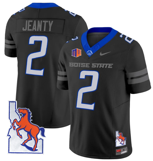 Ashton Jeanty Jersey #2 Boise State Broncos 2024 Map Patch Vapor Football Black by My Store