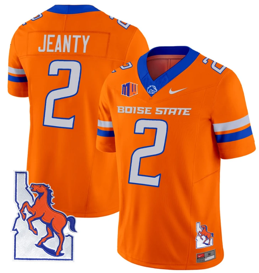 Ashton Jeanty Jersey #2 Boise State Broncos 2024 Map Patch Vapor Football Orange by My Store