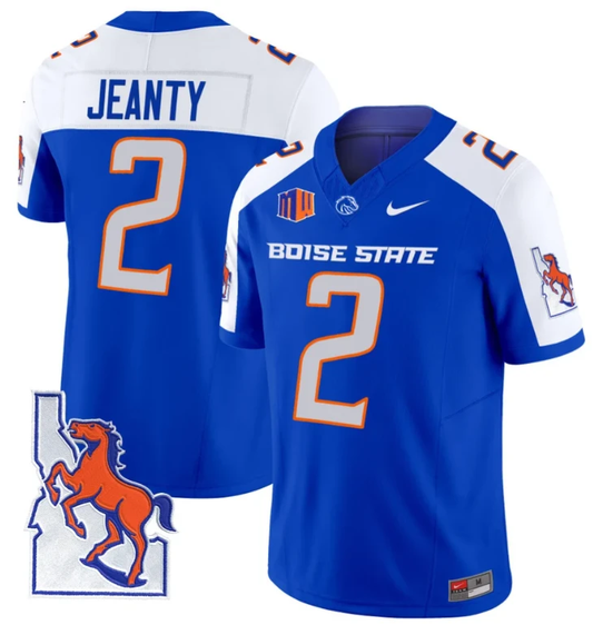 Ashton Jeanty Jersey #2 Boise State Broncos 2024 Map Patch Vapor Football Royal Alternate by My Store