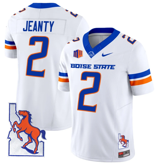 Ashton Jeanty Jersey #2 Boise State Broncos 2024 Map Patch Vapor Football White by My Store